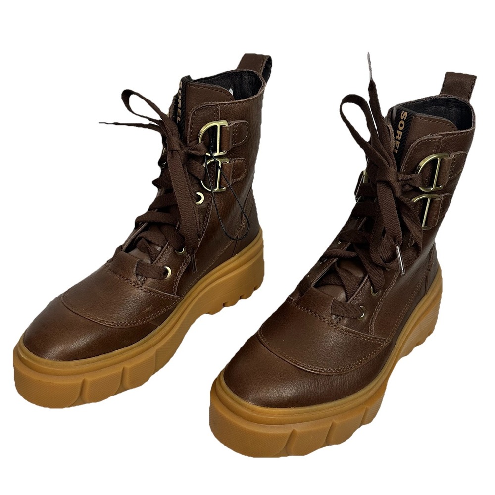 Sorel Caribou X Boots Womens 7 Brown Leather Waterproof Platform Lug Sole NWOB
